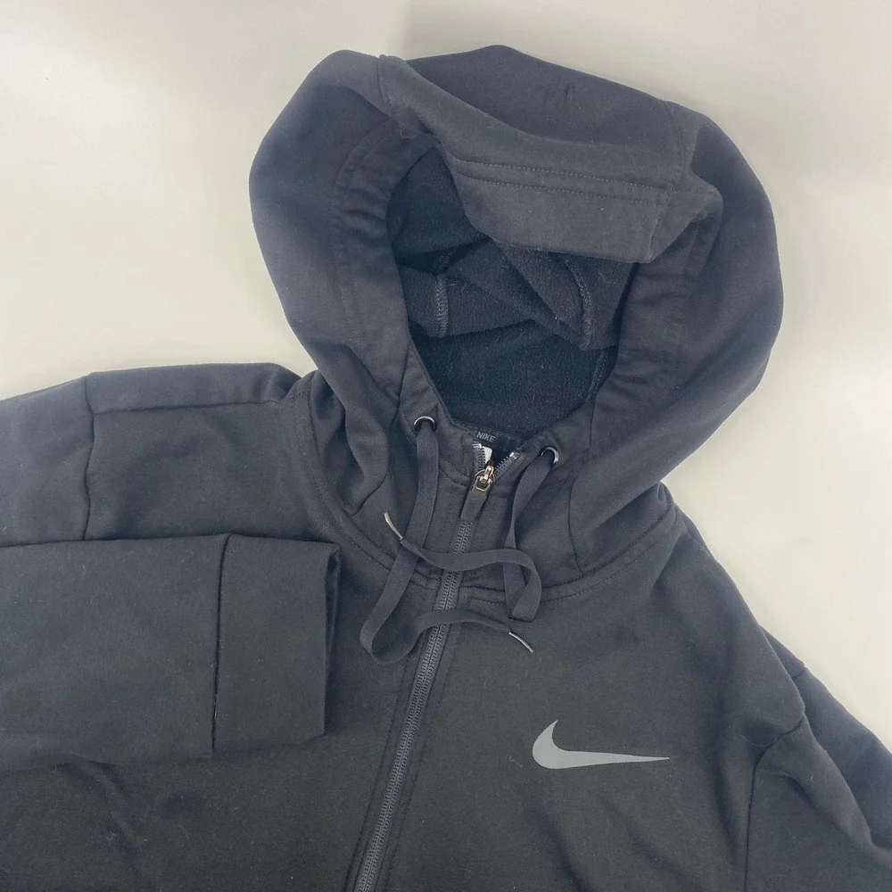 Nike Therma-FIT Hoodie Mens Medium Black Full‎ Zip Fleece Sweatshirt Training